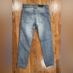 Balmain Tapered Faded Jeans Blue RH15291Z014 Men’s Size 28